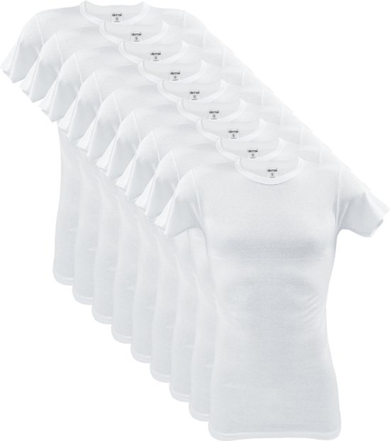 9 stuks SQOTTON O-neck-T-shirt - Wit - Maat XL