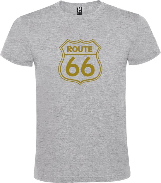 T-shirt Grijs imprimé 'Route 66' Goud taille L
