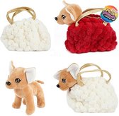 Pluchen Chihuahua Hond in Blingbling Handtas Assorti