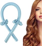 SOHO Heatless Curls Blauw - Haarkrullen - Krullen zonder hitte - Satijnen haarkruller - Met 2 Scrunchies en een Haarclip