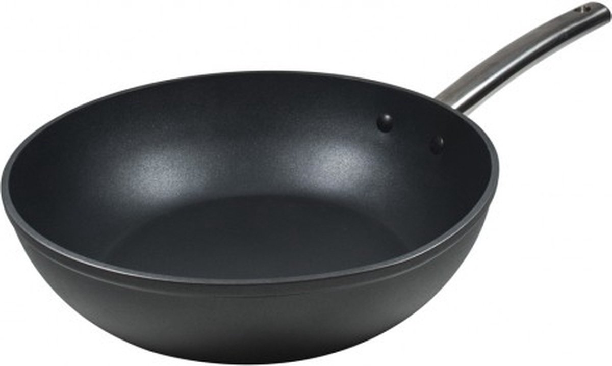 Masterpro Foodies Collection Wokpan Zwart Ø28x72cm Aluminium - Koken - Bakken - Wokken - Alle warmtebronnen - Anti Kleeflaag