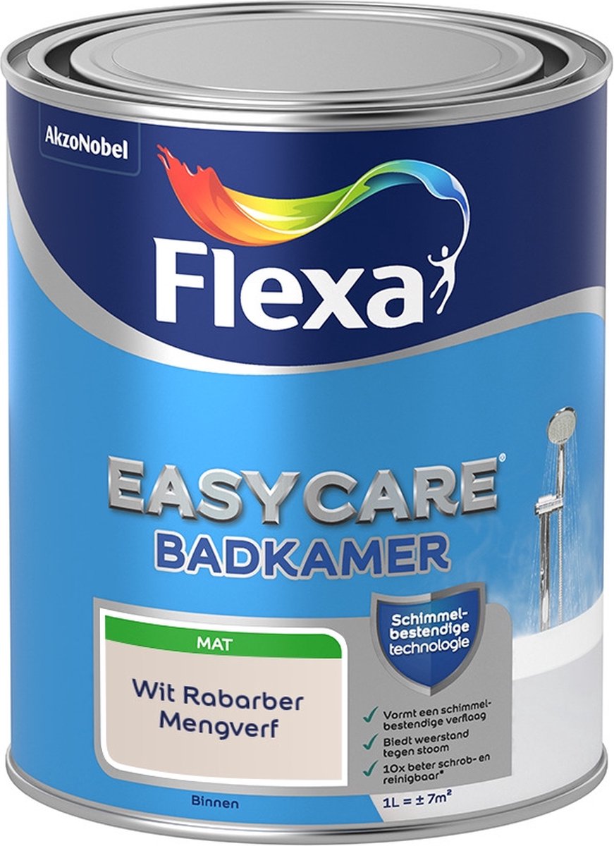 Flexa Easycare Muurverf - Badkamer - Mat - Mengkleur - Wit Rabarber - 1 liter