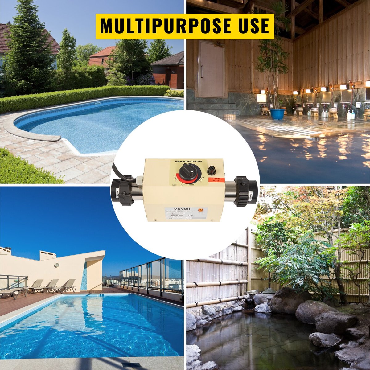 Fabater Hot Tub-thermostaat, 3KW Elektrische Hot Tub-verwarmer