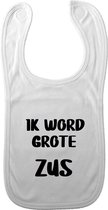 Ik word grote zus slabbetje | Klittenbandsluiting | Baby | Kinderslabbetje | Cadeau | Gift | Zwangerschap | Slabber | Slabbetje met tekst