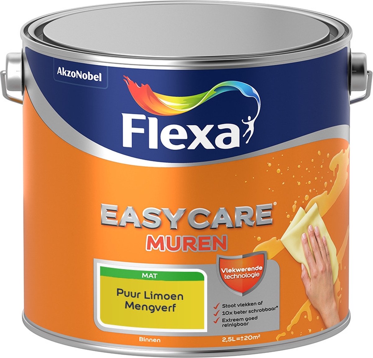Flexa Easycare Muurverf - Mat - Mengkleur - Puur Limoen - 2,5 liter