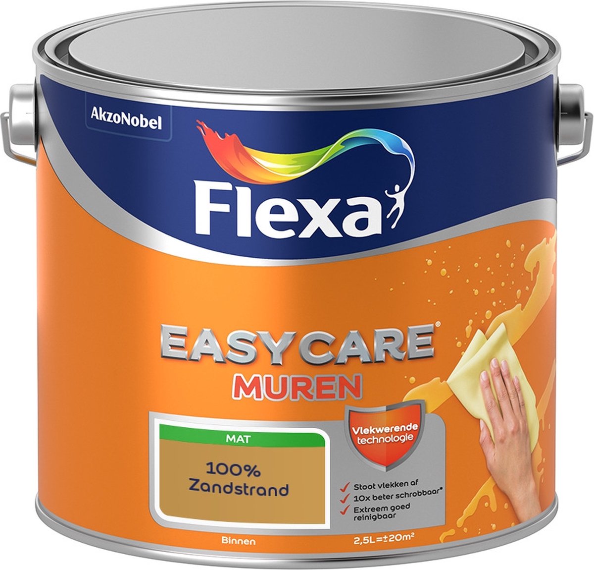 Flexa Easycare Muurverf - Mat - Mengkleur - 100% Zandstrand - 2,5 liter