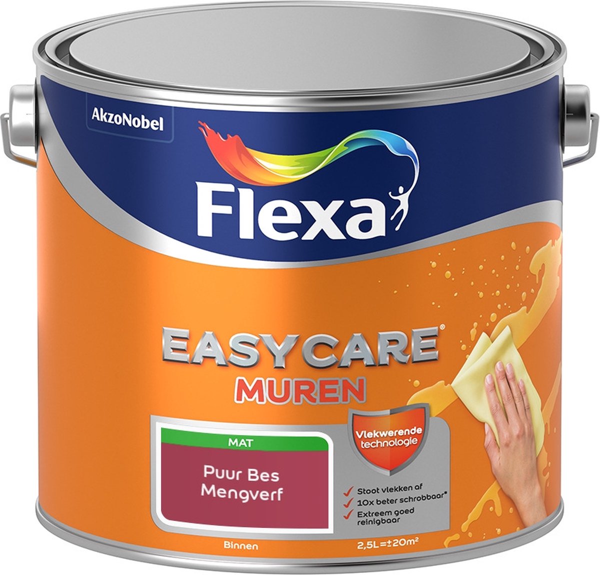 Flexa Easycare Muurverf - Mat - Mengkleur - Puur Bes - 2,5 liter