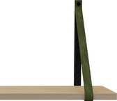 Handles and more Leren plankdragers - met sierschroeven - 100% leer – Kaki – set van 2 leren plank banden
