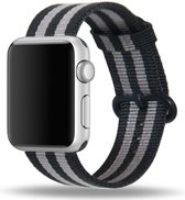 Nylon bandje voor de Geschikt voor Apple Watch 38mm - 40mm Black Gray voor Series 1|2|3|4|5|6|7