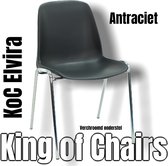 King of Chairs -set van 2- model KoC Elvira antraciet met verchroomd onderstel. Kantinestoel stapelstoel kuipstoel vergaderstoel tuinstoel kantine stoel stapel kantinestoelen stape