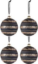 Doos | glas | zwart - goud | 24.5x24.5x (h)11.5 cm