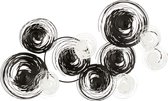 Wanddeco | metaal | wit - zwart | 140x90x (h)10 cm