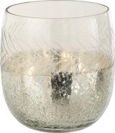 Theelichthouder | glas | zilver - transparant | 15.5x15.5x (h)16 cm
