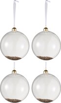 Doos | glas | transparant - goud | 12x12x (h)12 cm