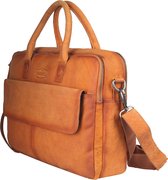 Sac Sparwell - sac pour ordinateur portable / sac à bandoulière - cuir - nombreux compartiments! - marron / marron clair