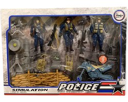 Politie Legerset - Super Set van 3 Politieagenten met 15-delige Accessoires - Uitrusting Simulatie Politiemodel