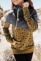 Hoodie Dames met col - Luipaardprint - Maat M