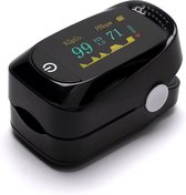 Lifell Medische Saturatiemeter - Hartslag meter & Zuurstofmeter - Oximeter - NL Handleiding - Zwart