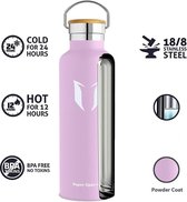 Super Sparrow Waterfles -500ml- kersebloesem - Dubbelwandige vacuüm geïsoleerde roestvrijstalen fles - Standaard mond - Lekvrije sportfles - met 2 verwisselbare doppen + fleszakje