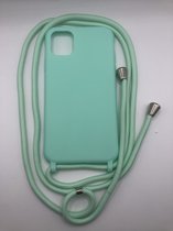 Hoogwaardige Siliconen Backcover met Koord - Geschikt voor iPhone 11 - Premium Kwaliteit TPU Siliconen Hoesje - Turquoise (Past Alleen iPhone 11)