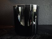 Fidrio - Vaas - Kaarsenhouder - 20x20cm - Cilinder - Glas - Zwart/grijs