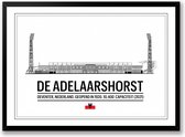 De Adelaarshorst poster | wanddecoratie Go Ahead Eagles stadion zwart wit poster | Liggend 50 x 40 cm