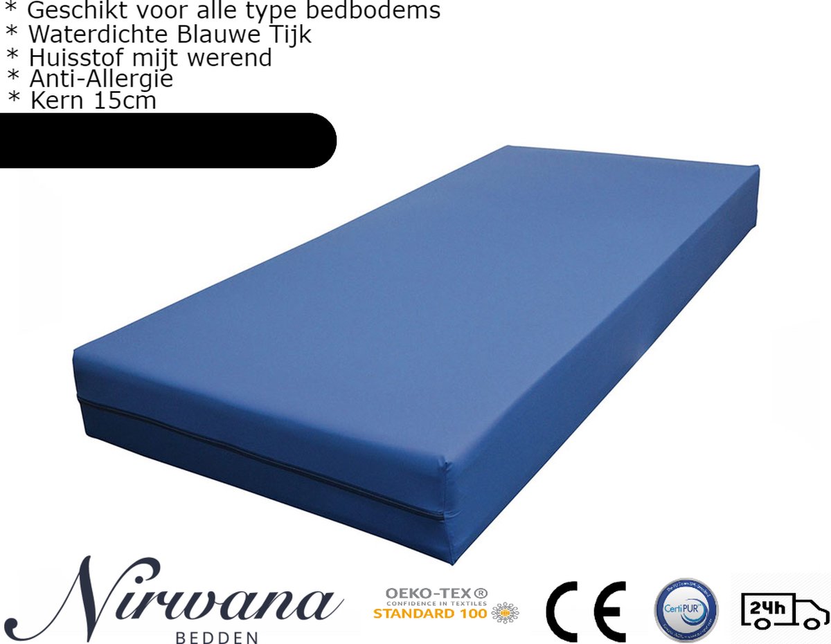 Nirwana Bedden Zorgmatras Incontinentie - Matras - Waterdicht - 70x200x17 cm - Koudschuim Blauw