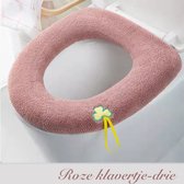 Gading® toiletbrilhoes - 2 pack elastische toiletbrilbekleding met met klavertje drie -roze