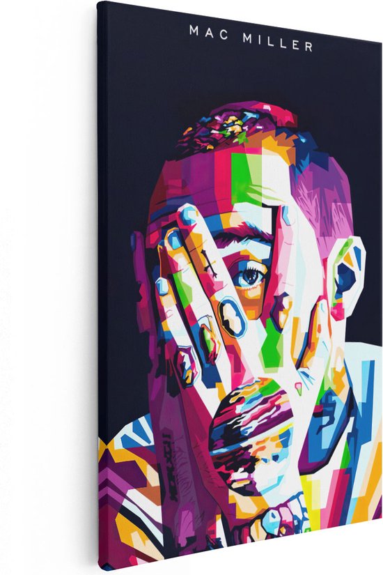 Artaza Canvas Schilderij Mac Miller in Abstracte Kleuren - 40x60 - Poster Foto op Canvas - Canvas Print