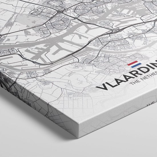 Artaza - Peinture sur Canevas - Carte de ville Vlaardingen en blanc - 20x30 - Petit - Photo sur Toile - Impression sur Toile