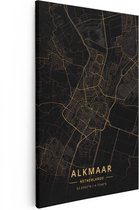 Artaza - Peinture sur Canevas - Carte de la ville Alkmaar en or et noir - 60x90 - Petit - Photo sur Toile - Impression sur Toile
