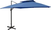 vidaXL Zweefparasol met dubbel dak 300x300 cm azuurblauw