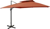 vidaXL Zweefparasol met dubbel dak 300x300 cm terracottakleurig