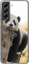 Geschikt voor Samsung Galaxy S21 FE hoesje - Panda - Boom - Licht - Siliconen Telefoonhoesje