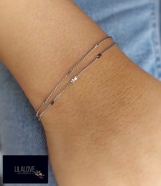 Armband Dames- Stainless Steel- Dubbel Laags- Subtiel- Vrouw- LiLaLove |  bol.com