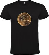 Zwart t-shirt met groot 'BitCoin print' in Bruine tinten size L