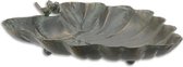 MadDeco - ijzeren vogelbadje in vorm van blad - 2 vogeltjes op rand - 36.8 cm
