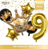 Cijfer Ballon 9 * Snoes * Black & Gold Thema * Prinsen & Prinsessen * Crown * Kroon * Royal Celebration * Verjaardag Decoratie Ballonnen Pakket * Boeket Ballonnen * Nummer Ballon 9