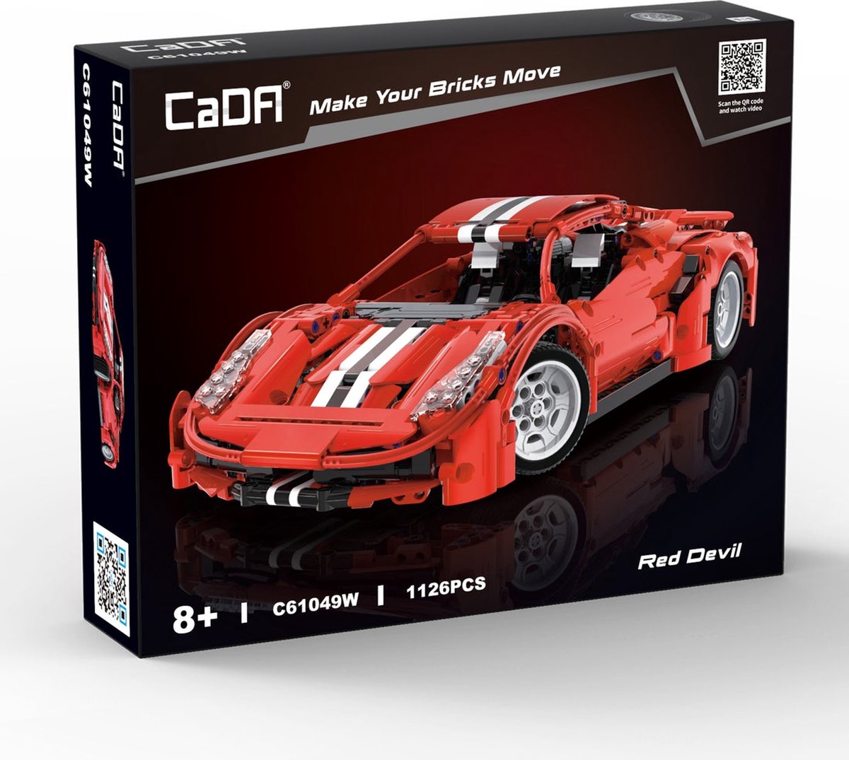 Cada Red Devil - Supercar - Cada C61049W - Compatible met de grote merken - Bouwset, constructieset - DIY - 1126 onderdelen