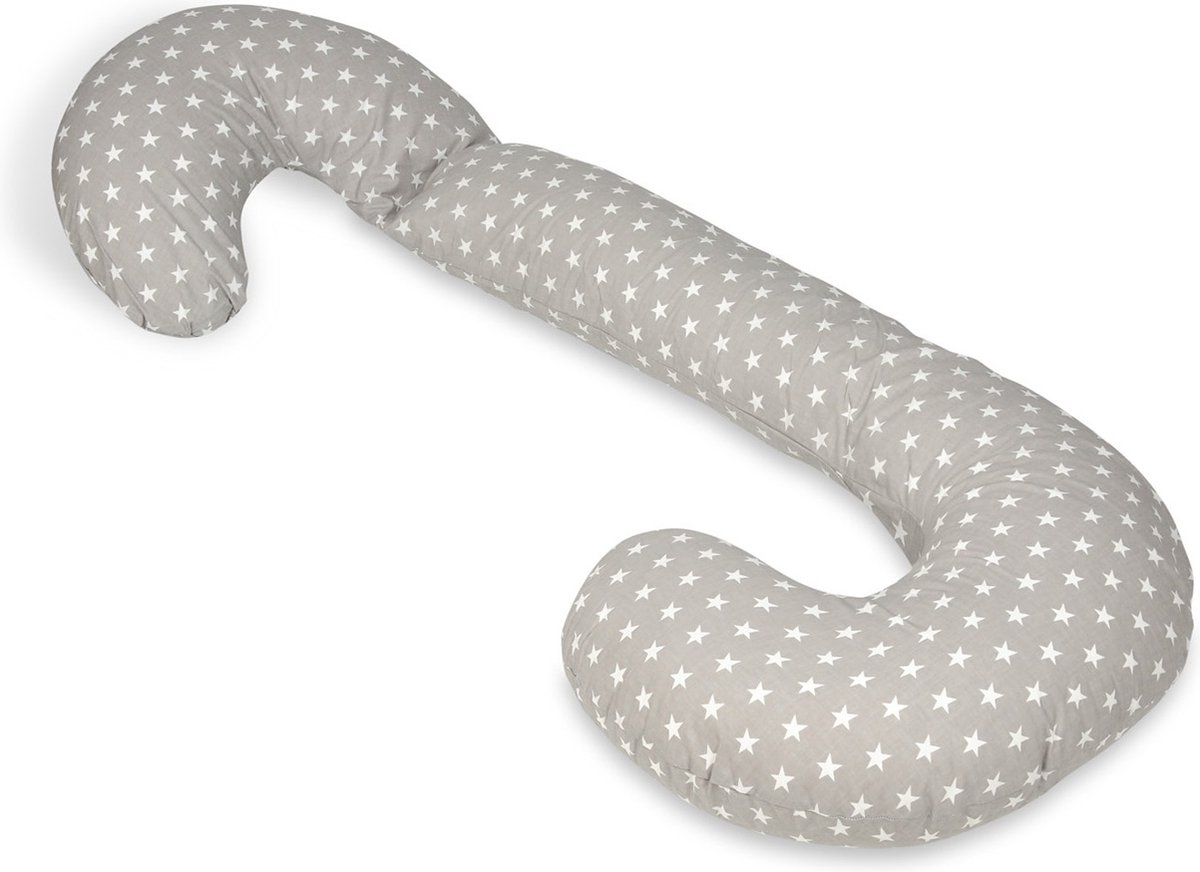 Body pillow - 240 cm - 100% katoen - grijs met sterren