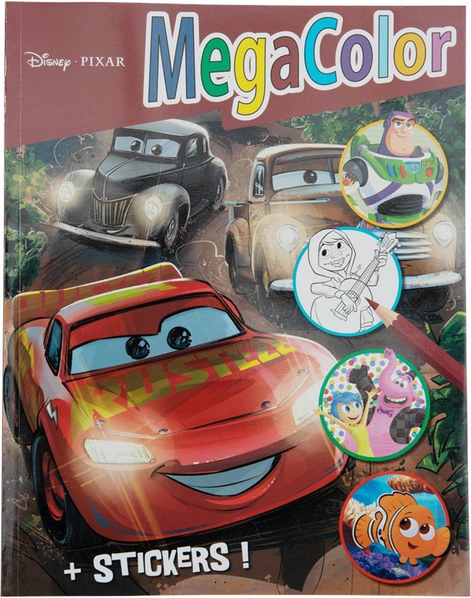 Kleurboek Cars met stickervel Megacolor