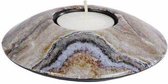 Oneiro’s Luxe Waxinelichthouder  MARBLE Multi - 12x12x3,5 cm - kaarsenhouders - kaarsenhouder - waxinehouder - decoratie – woonaccessoires – theelichthouder – zwart – goud – zilver