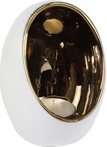 Oneiro’s Luxe Waxinelichthouder PIT L Goud/Wit - 11,5x11,5x15 cm - kaarsenhouders - kaarsenhouder - waxinehouder - decoratie – woonaccessoires – theelichthouder – zwart – goud – zi