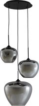 Light & Living hanglamp 3L Ø40x160 cm MAYSON mat zwart+glas smoke