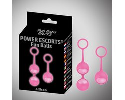 Power Escorts Funballs Allison Duo Kegel Balls - Vaginale Balletjes - Siliconen - Roze - BR273 - Luxe Cadeaubox