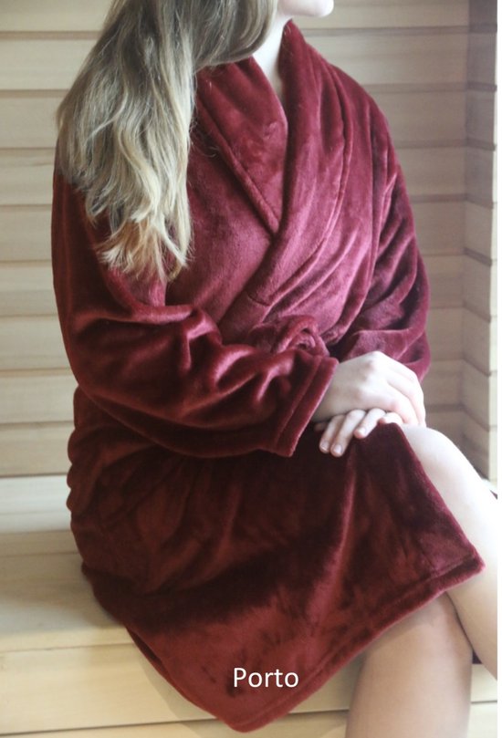 Badjas - Robe de chambre - Polaire - Couleur rouge/affranchissement - Taille M/L - Grand Luxe