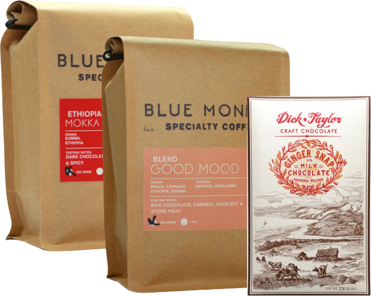 Blue Monday Coffee - koffiebonen - cadeau pakket - koffie cadeau - chocolade - proefpakket - geschenk - koffie en chocolade - espresso - vaderdag cadeau