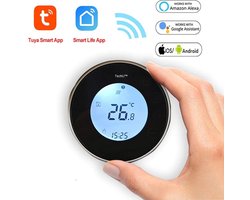 TechU™ Smart Thermostaat Round – Zwart met Witte Rand – Alleen voor Elektrische Vloerverwarming –…