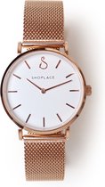 Shoplace Dames Horloge met witte wijzerplaat - Horloges voor vrouwen - Mesh  band – RVS... | bol.com