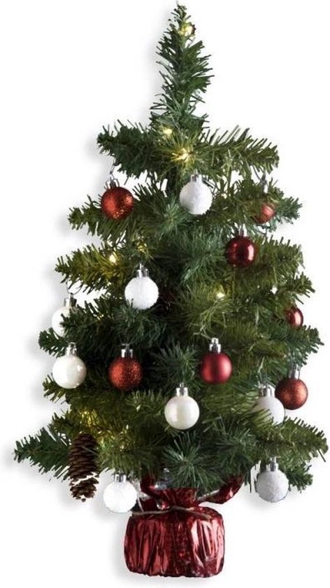 Kunstkerstboom versierd H50 cm - Met verlichting en kerstballen - Kerstboom  | bol.com